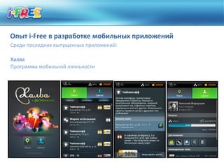 Опыт i-Free в разработке мобильных приложений
Среди последних выпущенных приложений:

Халва
Программа мобильной лояльности
 