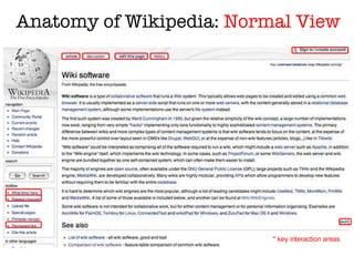Anatomy of Wikipedia:  Normal View * key interaction areas 