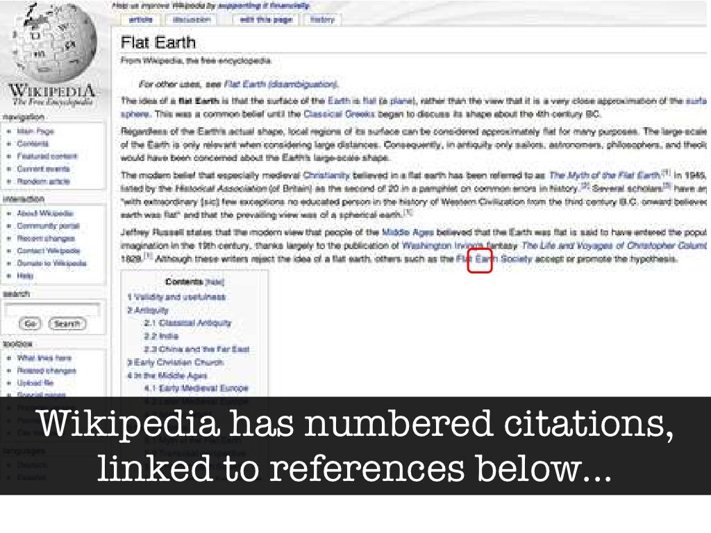 Wikipedia has numbered citations, linked