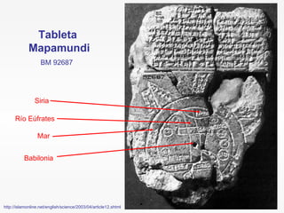 Tableta  Mapamundi BM 92687   http://islamonline.net/english/science/2003/04/article12.shtml Siria Río Eúfrates Babilonia Mar 