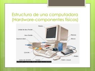 Estructura de una computadora
(Hardware-componentes físicos)
 