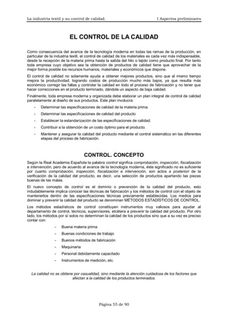 I. La industria textil y su control de calidad | PDF