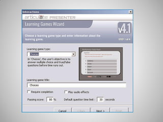 Interactive Lecture Using Articulate Presenter, Engage & Quizmaker | PDF