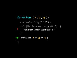 )
}
(function {a b c, ,
console.log(“hi”);
return a b c ;+ +
if (Math.random()>0.5) {
}
throw new Error();
 