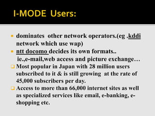 I-Mode in mobile communication. | PPTX