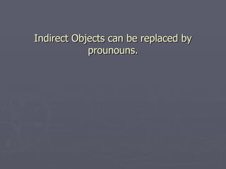 Indirect Objects can be replaced by prounouns.