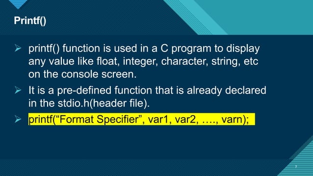 Input Output function in c programing language.pptx | Programming ...