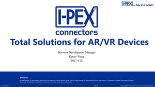 I-PEX Connectors Total Solutions for AR/VR Devices