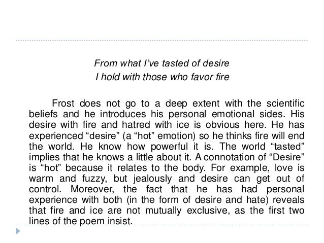 An Analysis Of Symbolism In Fire And Ice By Robert Frost