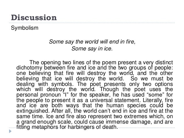 An Analysis Of Symbolism In Fire And Ice By Robert Frost