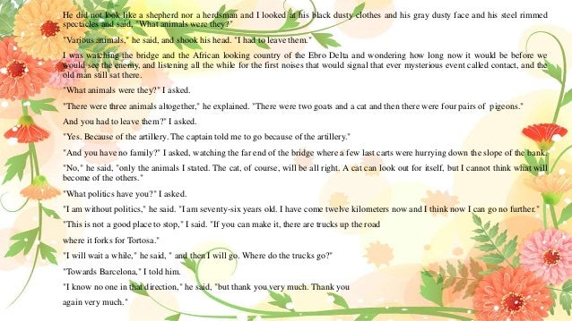 old man at the bridge ernest hemingway old man at the bridge ernest hemingway