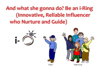 And what she gonna do? Be an i-Ring
    (Innovative, Reliable Influencer who Nurture and Guide)
 