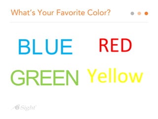 What’s Your Favorite Color?
BLUE
GREEN
RED
Yellow
 