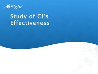 Study of CI’s
Effectiveness
 