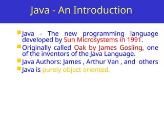Java Programming Scott Oaks LECTURES ON JAVA PROGRAMMING IN NEW GENERATION | PPT