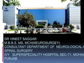 INTRACRANIAL ANEURYSMS




DR VINEET SAGGAR
M.B.B.S, MS, MCH(NEUROSURGEY)
CONSULTANT DEPARTMENT OF NEUROLOGICAL A
SPINAL SURGERY
IVY SUPERSPECIALITY HOSPITAL SEC-71, MOHAL
PUNJAB
 