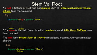 SuffixPrefix
inflectional
Suffixes
 