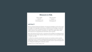 Measures in SQL (SIGMOD 2024, Santiago, Chile) | PPT