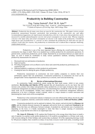 Productivity in Building Construction | PDF