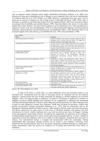 Effects of Job Stress on Employees Job Performance A Study on Banking ...