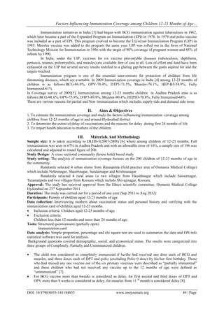 Factors Influencing Immunization Coverage among Children 12- 23 Months ...