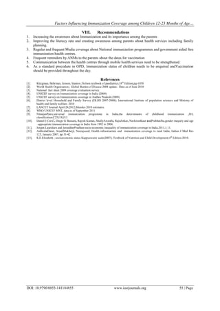 Factors Influencing Immunization Coverage among Children 12- 23 Months ...