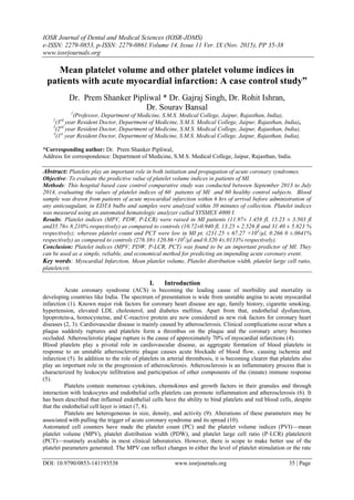 Mean platelet volume and other platelet volume indices in patients with ...