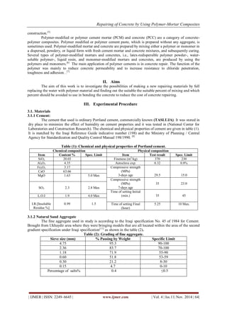 Repairing of Concrete by Using Polymer-Mortar Composites | PDF