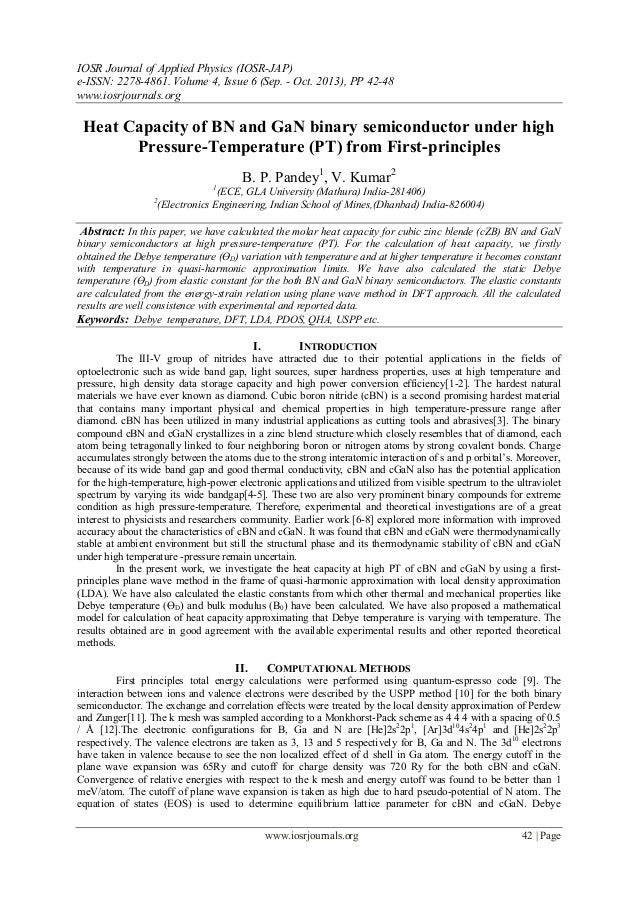 Heat Capacity Of Bn And Gan Binary Semiconductor Under High - 