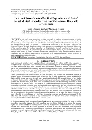Level and Determinants of Medical Expenditure and Out of Pocket Medical ...