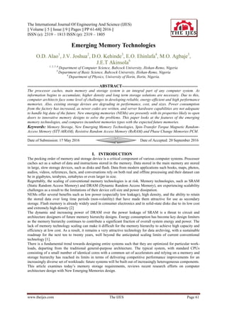 Emerging Memory Technologies | PDF