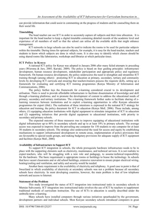 An Assessment of the Availability of ICT Infrastructure for Curriculum ...