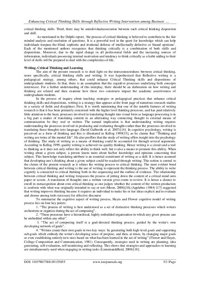 Critical thinking in business writing