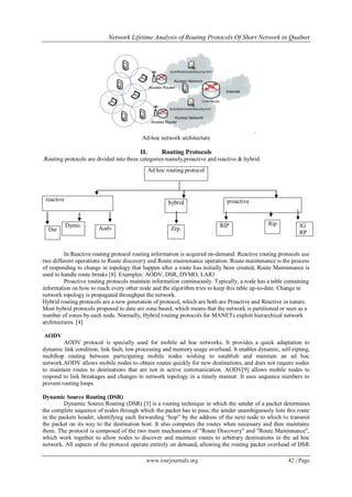 Network Lifetime Analysis of Routing Protocols Of Short Network in Qualnet
www.iosrjournals.org 42 | Page
.
Ad-hoc network...