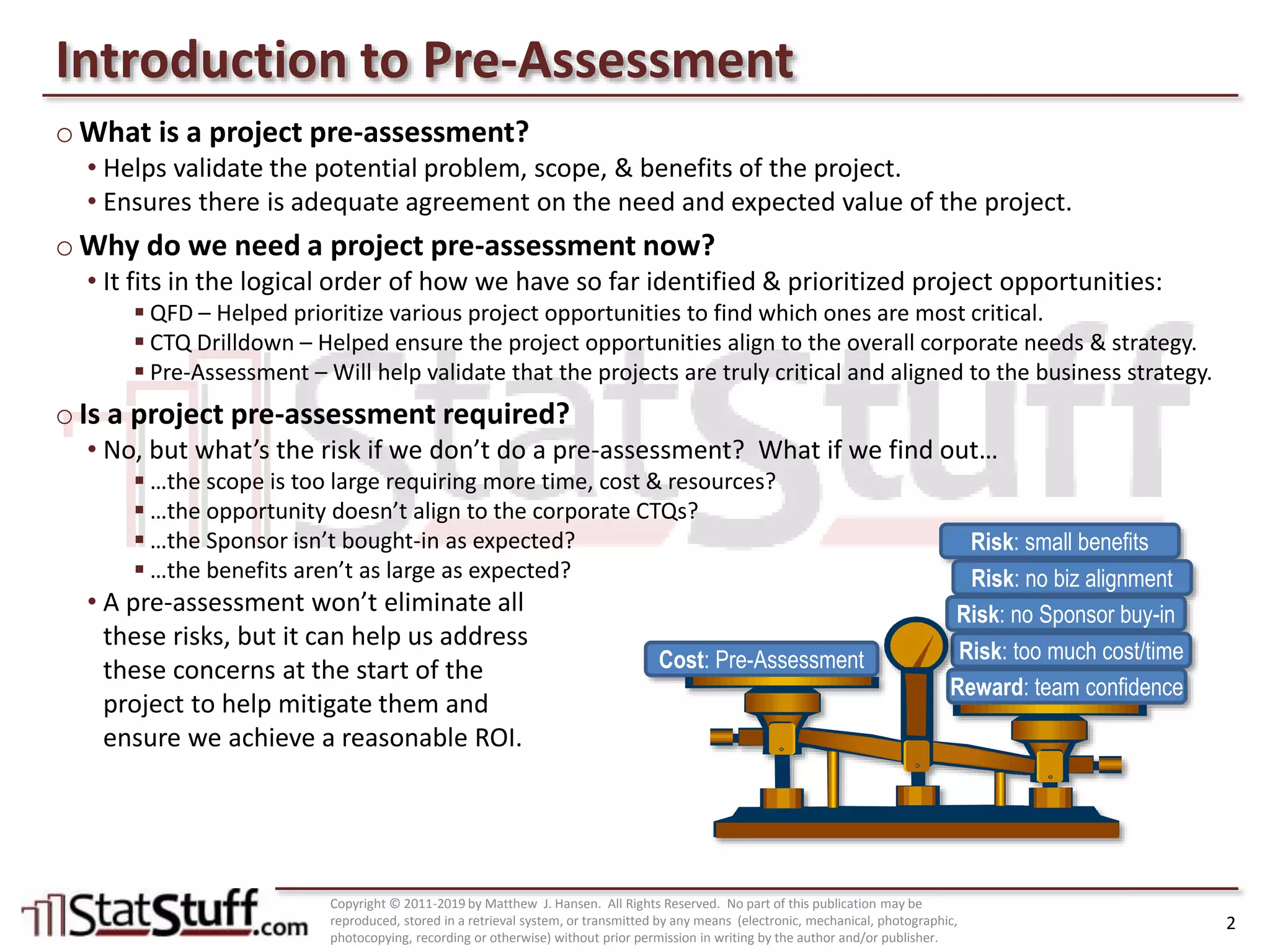 Project Pre-Assessment Using a Min/Max Analysis with Matt Hansen at StatStuff