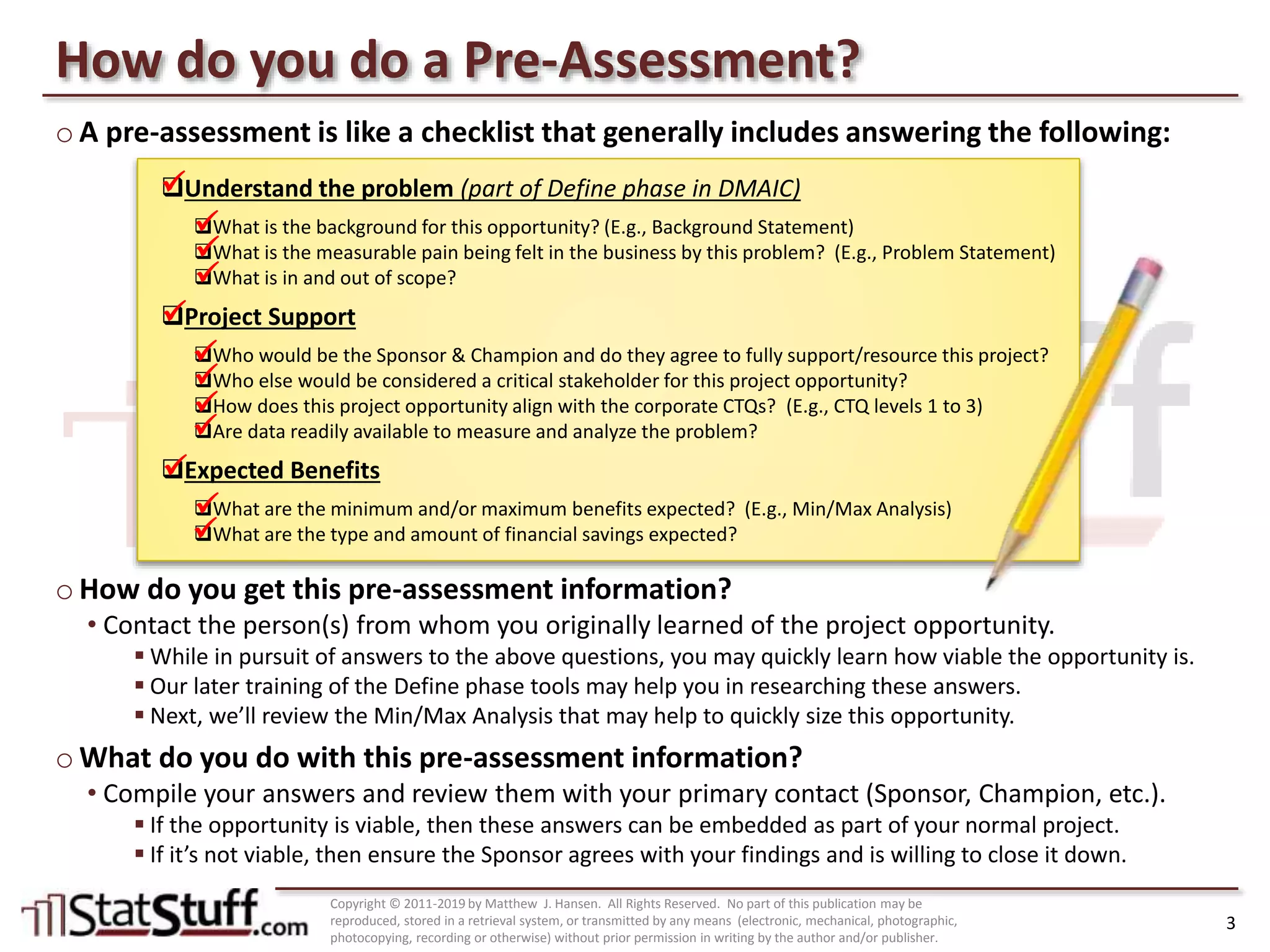 Project Pre-Assessment Using a Min/Max Analysis with Matt Hansen at StatStuff