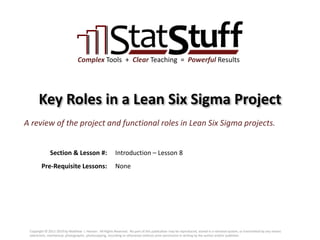 Key Roles in a Lean or Six Sigma Project with Matt Hansen at StatStuff ...
