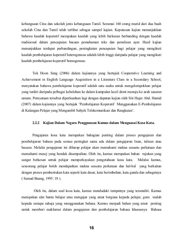 Kertas cadangan keberkesanan kaedah pembelajaran koperatif 
