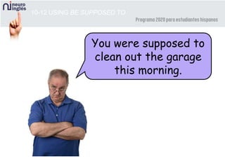 10-12 USING BE SUPPOSED TO
You were supposed to
clean out the garage
this morning.
 