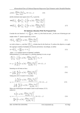 A Generalised Class of Unbiased Seperate Regression Type Estimator ...