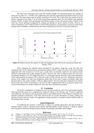 Literature Review of Experimental Study on Load Bearing Masonry Wall | PDF