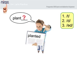 2-4 Let’s Practice
plant___? 1. /t/
2. /d/
3. / d/
e
 