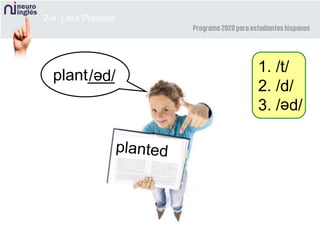 plant___
2-4 Let’s Practice
/ d/
e 1. /t/
2. /d/
3. / d/
e
 