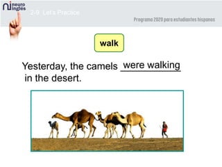 2-9 Let’s Practice
Yesterday, the camels ___________
in the desert.
walk
were walking
 