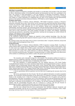 EFFECTIVENESS OF COOPERATIVE LEARNING IN SECONDARY SOCIAL STUDIES OF ...