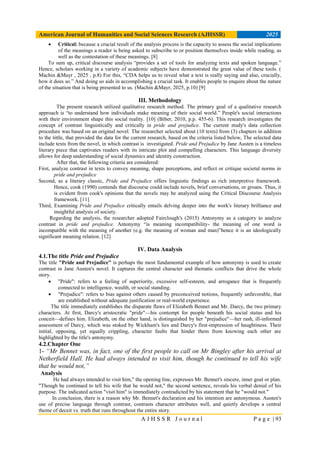 A Critical Discourse Analysis of Contrast in Pride and Prejudice | PDF