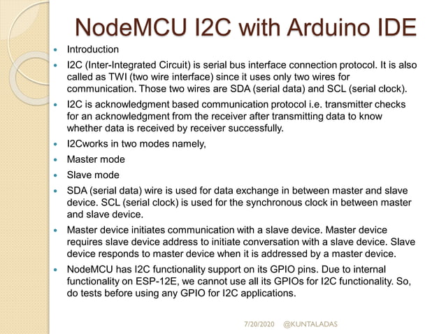 I2 c communication between nodemcu and aeduino with dht11 (1) | PPT