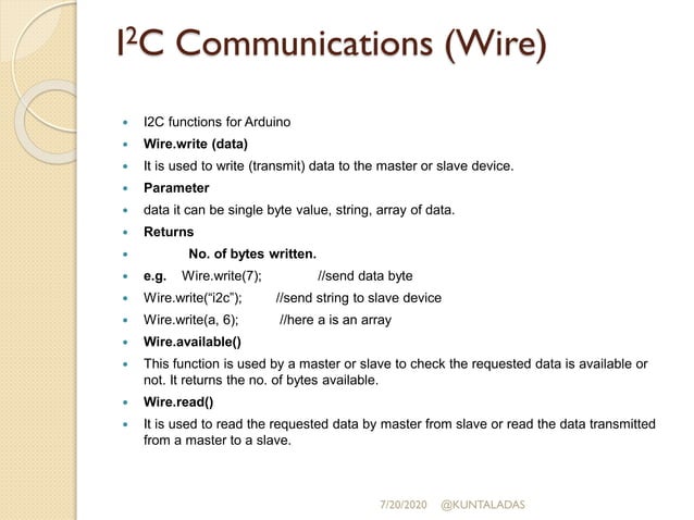 I2 c communication between nodemcu and aeduino with dht11 (1) | PPT