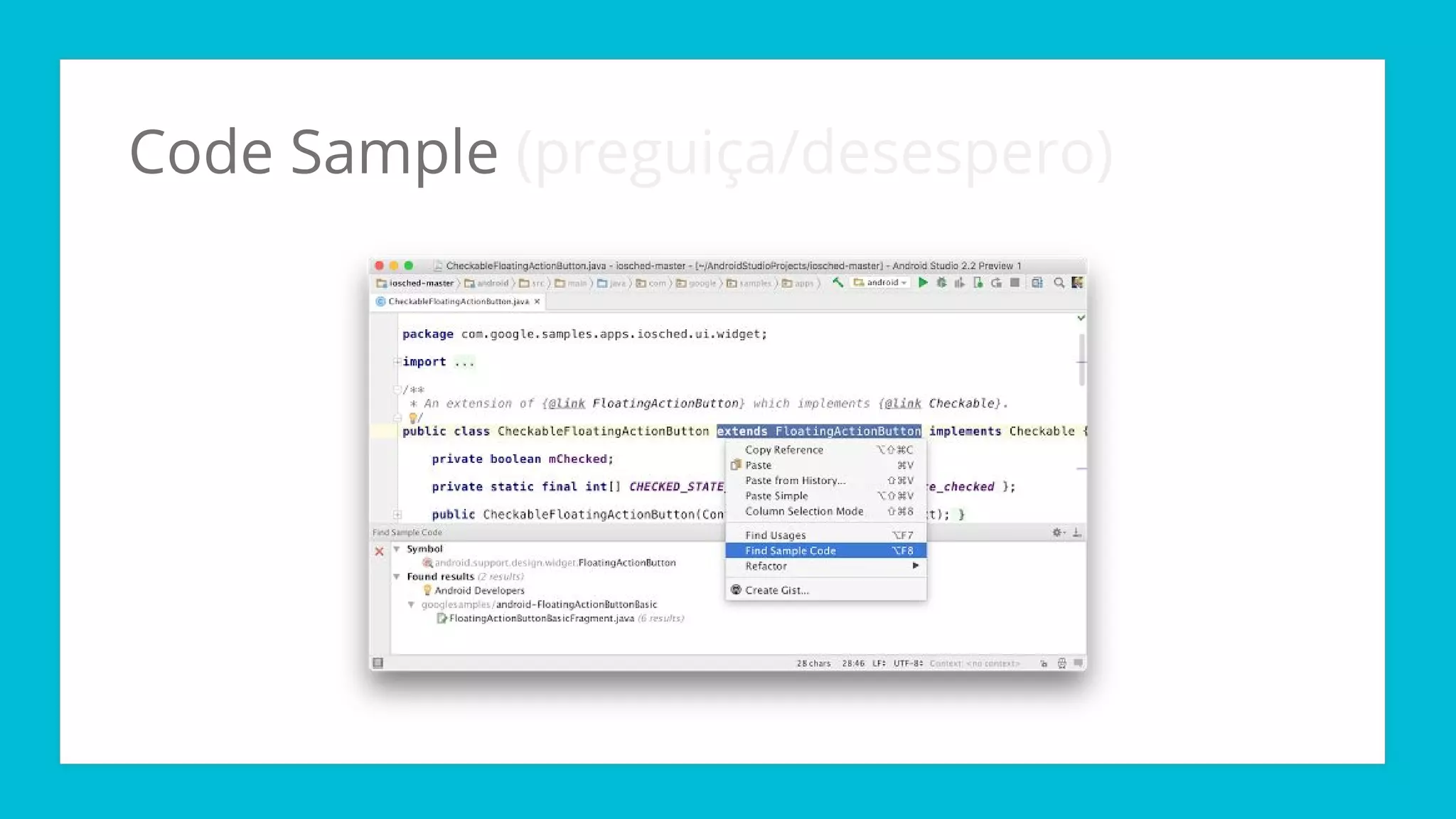 Code Sample (preguiça/desespero)