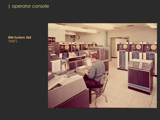 | operator console




IBM System 360
1960’s
 